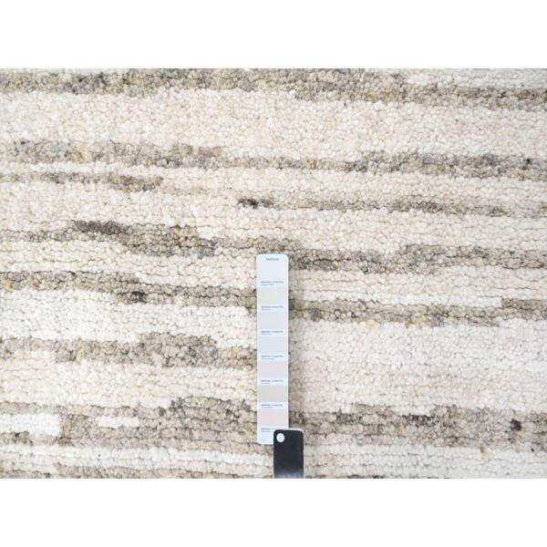 10'1"x14' Brown, Natural Colors Undyed Plush Wool,  Hand Knotted, Striae Minimalist Design, Soft Pile, Oriental Rug  - 84447 - Image 8