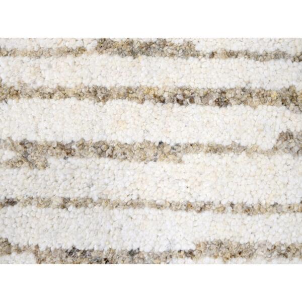 12'x14'10" Camel Brown, Striae Minimalist Design, Hand Knotted, Undyed Plush Wool, Oversize, Oriental Rug  - 84450 - Image 9