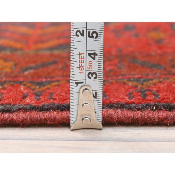 3'3"x4'10" Barn Red, Hand Knotted Afghan Andkhoy with Tribal Design, Extra Soft Wool, Oriental Rug  - 85082 - Image 7