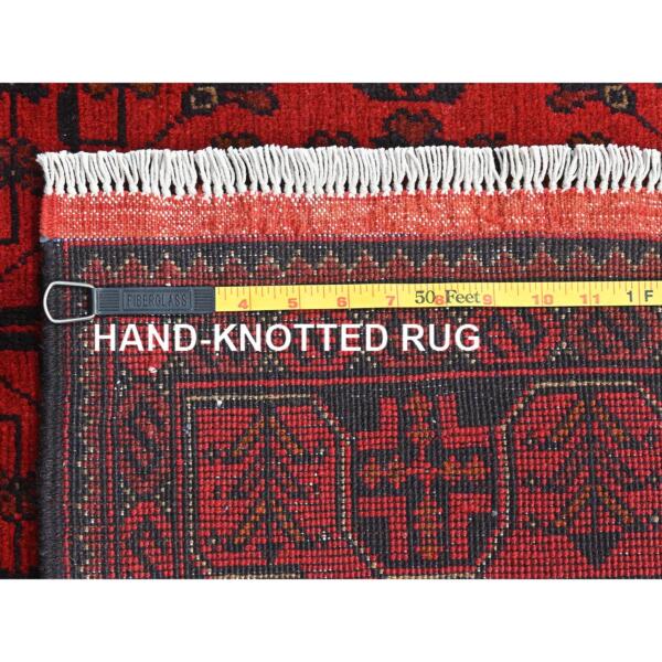 4'3"x6'4" Madder Red, Afghan Andkhoy with  Tribal Design, 100% Wool, Hand Knotted Oriental Rug  - 85115 - Image 8