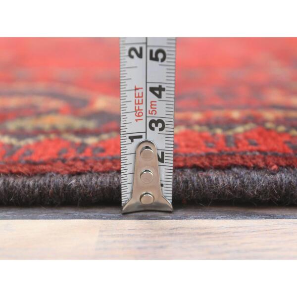 2'7"x15'6" Barn Red, Afghan Andkhoy with Geometric Pattern, Natural Wool Hand Knotted, Runner Oriental Rug  - 85137 - Image 7