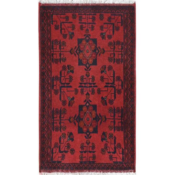 2'x3'3" Madder Red, Afghan Andkhoy with Tribal Design, Natural Wool Hand Knotted, Oriental Rug  - 85185