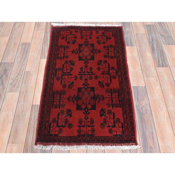 2'x3'3" Madder Red, Afghan Andkhoy with Tribal Design, Natural Wool Hand Knotted, Oriental Rug  - 85185 - Image 3