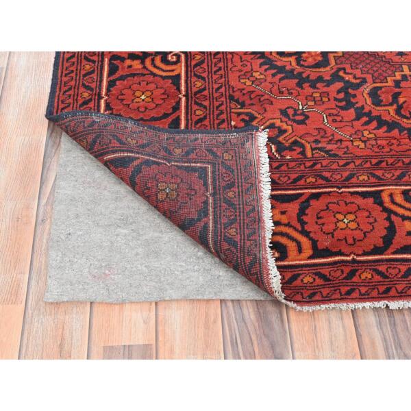 6'9"x9'4" Candy Red, Afghan Andkhoy with Rosette Design, Soft Wool, Hand Knotted Oriental Rug  - 85195 - Image 6