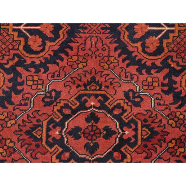 6'9"x9'4" Candy Red, Afghan Andkhoy with Rosette Design, Soft Wool, Hand Knotted Oriental Rug  - 85195 - Image 10