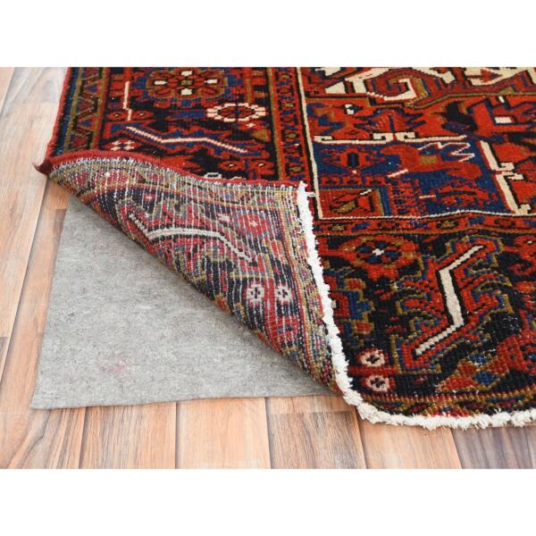 8'x10'9" Fire Brick, Hand Knotted, Shaved Down Rustic Look, Vintage Persian Heriz, Areas Of Worn Wool, Good Condition, Sides and Ends Professionally Secured, Cleaned, Oriental Rug  - 85231 - Image 6