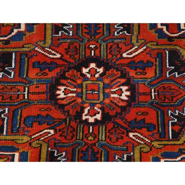 8'x10'9" Fire Brick, Hand Knotted, Shaved Down Rustic Look, Vintage Persian Heriz, Areas Of Worn Wool, Good Condition, Sides and Ends Professionally Secured, Cleaned, Oriental Rug  - 85231 - Image 10