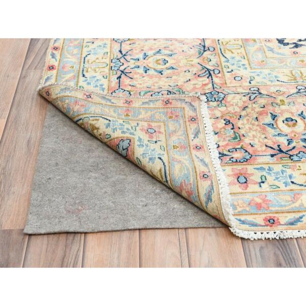 11'7"x15'9" Yale Blue, Vintage Persian Kerman with All Over Flower and Branch Design, Pure Wool, Hand Knotted, Evenly Worn, Cleaned with Sides and Edges Professionally Secured, Oversized Oriental Rug  - 85272 - Image 6